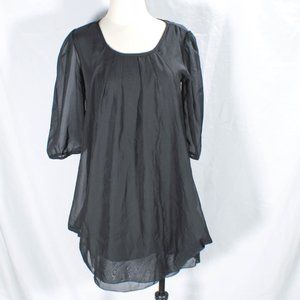 Y2K Gothic Black Chiffon Pleat Mini Dress AHS Coven Style